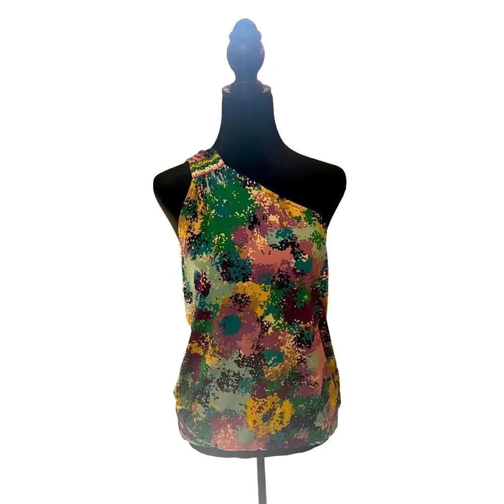 Never worn BCBG Maxazria one shoulder multi colored top excellent condition! - Picture 1 of 3